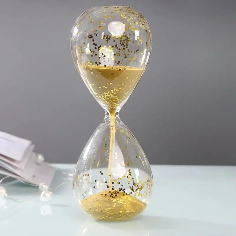 Sablier Paillettes Dorées
