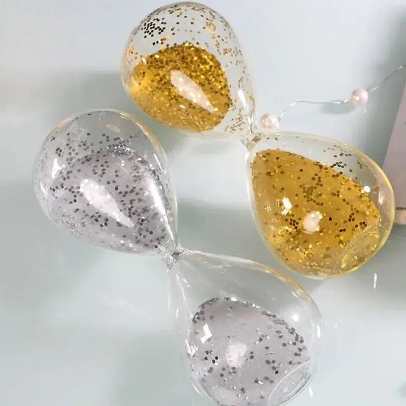 Sablier Paillettes Dorées
