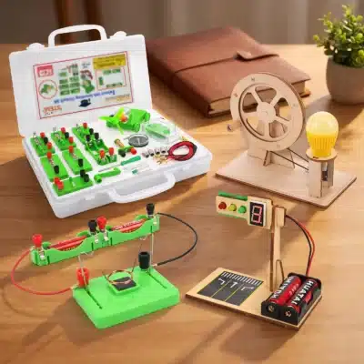 Coffret Apprenti Électricien : Kit Jeux Éducatif Électricité, Jeu Pédagogique Électromagnétique, Jeu Électrique Feux Tricolore à Fabriquer, Kit Expérience Physique "Générateur d'Électricité"