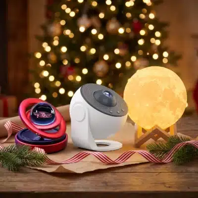 Coffret Ciel Étoilé : Projecteur Univers Nova, Système Solaire Magnétique, Lampe Lune Multicolore (16 couleurs) (ambiance de Noël)