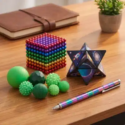 Coffret Magnétisme : Cube Magnétique 6 Couleurs, Boules Magnétiques Anti-stress, Star Cube Infini, Stylo Aimanté Magique