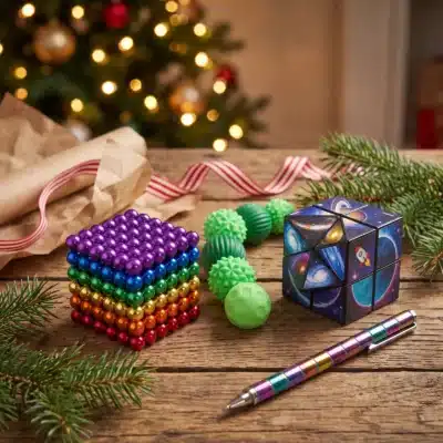 Coffret Magnétisme : Cube Magnétique 6 Couleurs, Boules Magnétiques Anti-stress, Star Cube Infini, Stylo Aimanté Magique (ambiance de Noël)