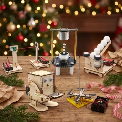 Coffret Petit Ingénieur : Kit Lévitateur Par Ultrason DIY, Kit Stem Alarme Laser DIY, Jeu Lance Balle DIY, Robot Tirelire DIY, Kit Drone DIY (ambiance de Noël)