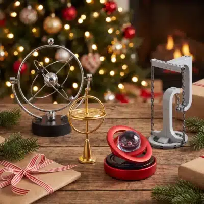 Coffret Physique du Mouvement : Pendule de Newton Sphère Céleste, Gyroscope de Précision, Sculpture Tenségrité, Système Solaire Magnétique (ambiance de Noël)