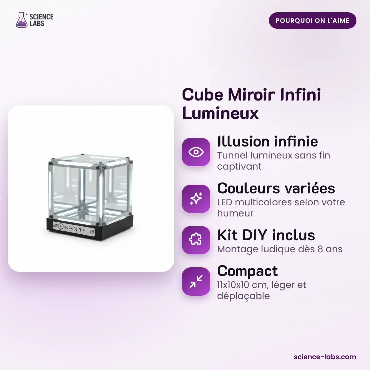 Cube Miroir Infini Lumineux : les avantages