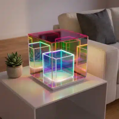 Lampe Cube Infini - lampe originale à poser - deco scientifique
