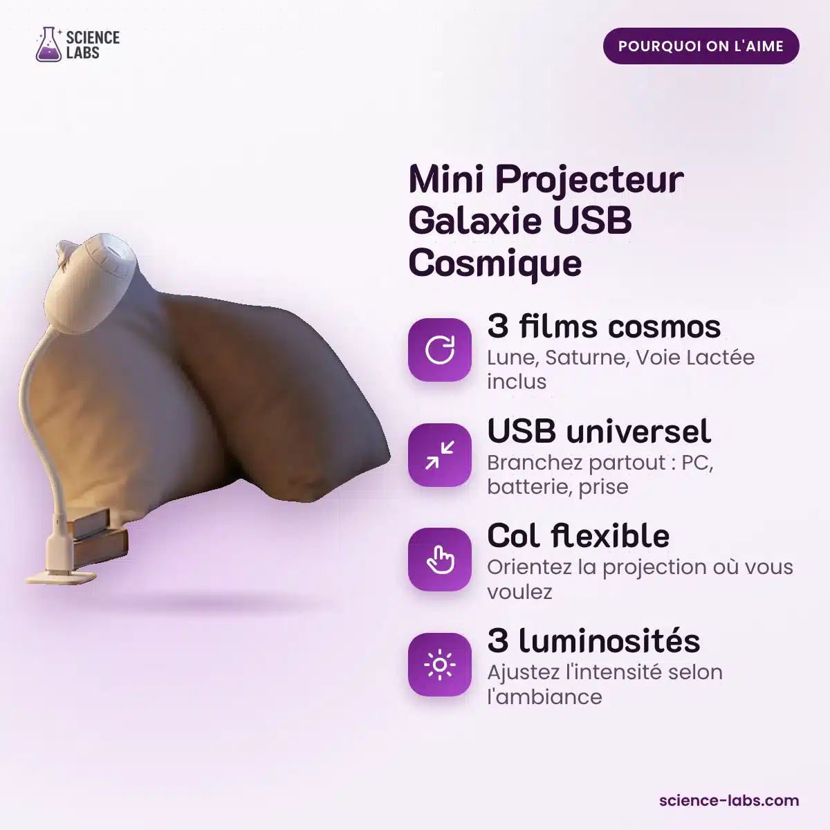 Mini Projecteur Galaxie USB Cosmique : les avantages