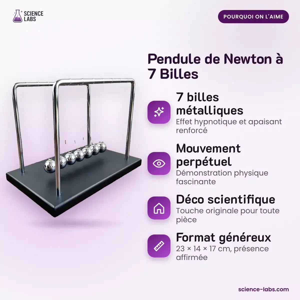 Pendule de Newton à 7 Billes : les avantages