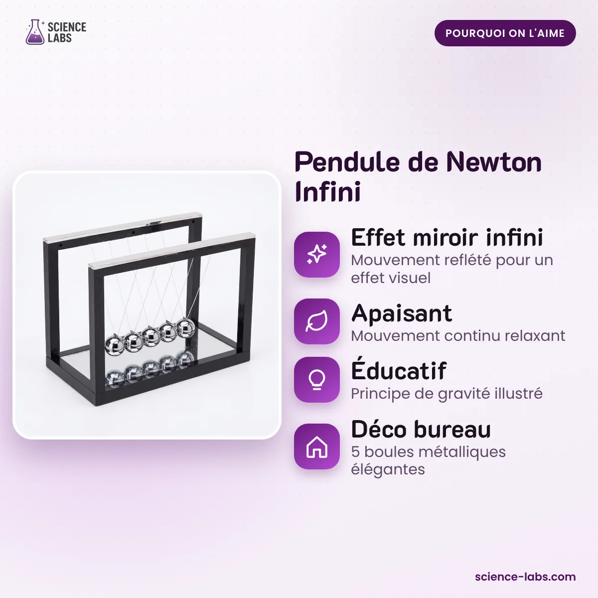 Pendule de Newton Infini : les avantages