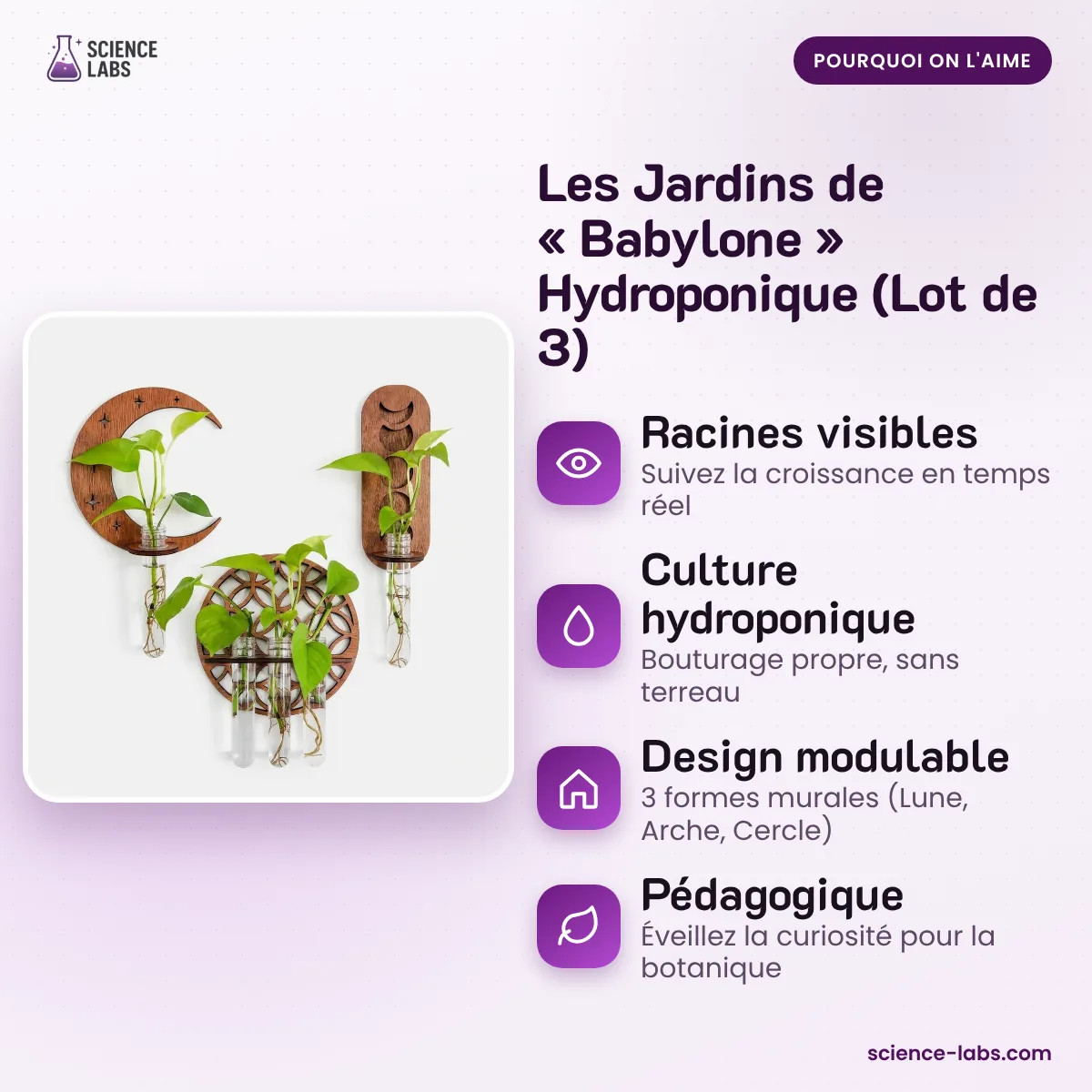 Les Jardins de « Babylone » Hydroponique (Lot de 3) : les avantages