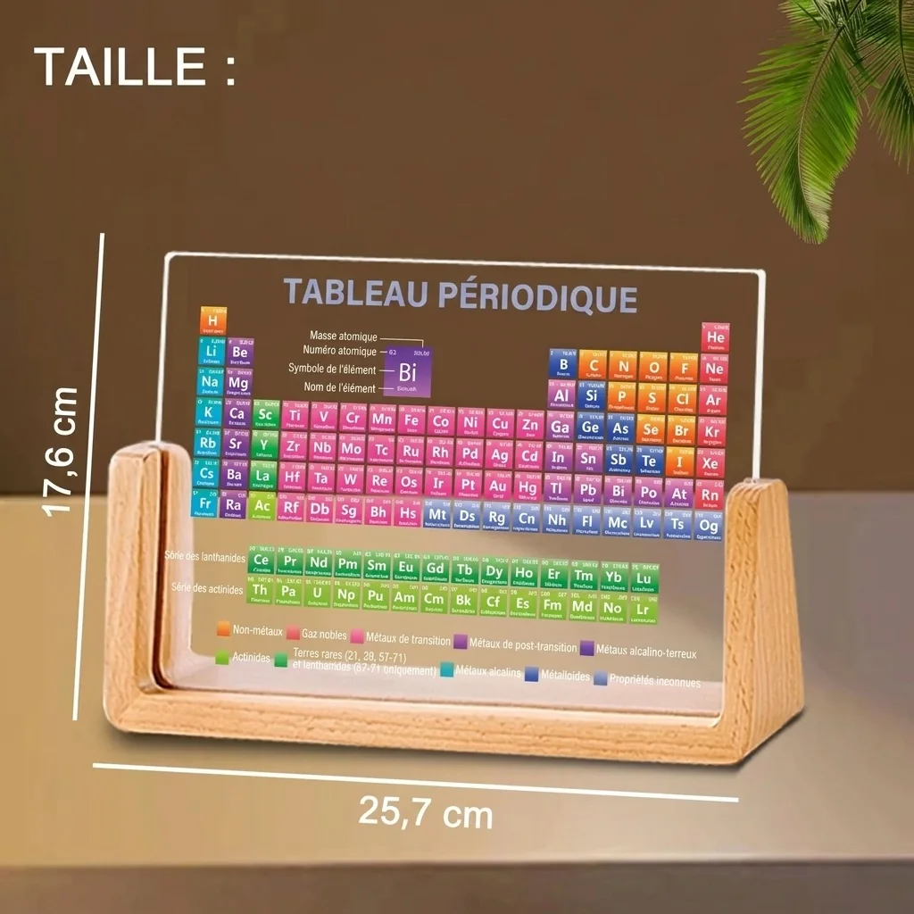 Tableau Périodique en Acrylique sur Socle Bois