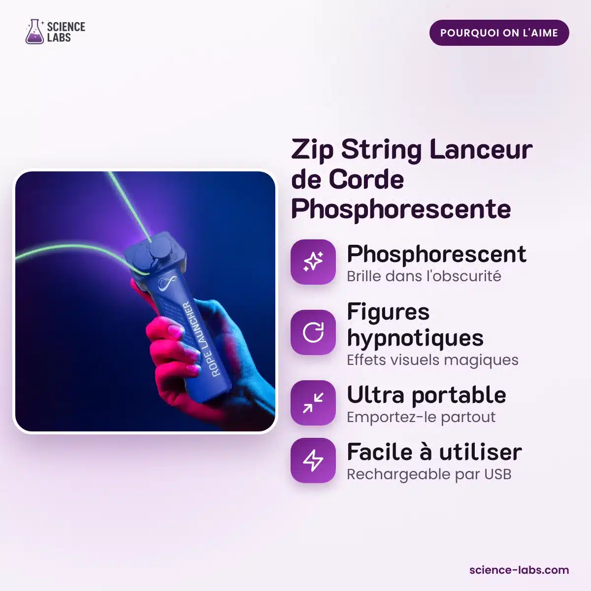 Zip String Lanceur de Corde Phosphorescente : les avantages